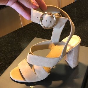Ann Taylor Suede Block Heel Sandals